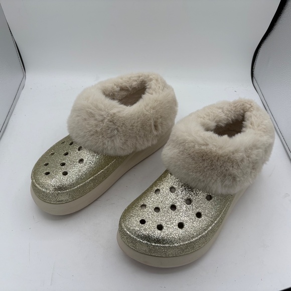 CROCS FUREVER CRUSH GLITTER Clog Gold Women’s 10 Men’s 8 Platform - Picture 2 of 15